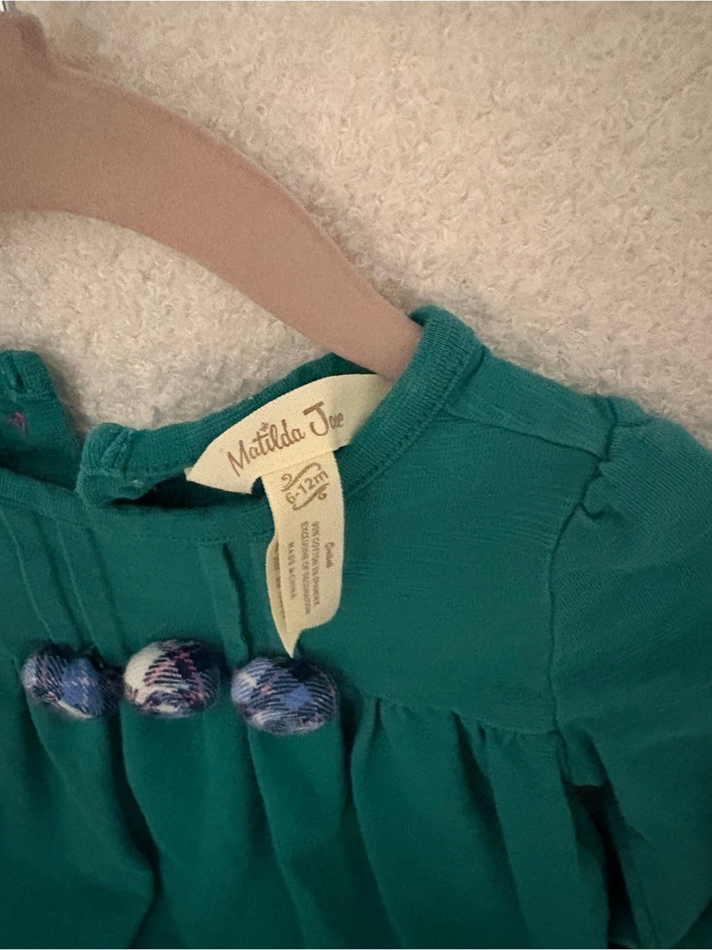 Matilda Jane Teal Long-Sleeve Ruffle Hem Top with Purple Trim - Picture 2 of 3